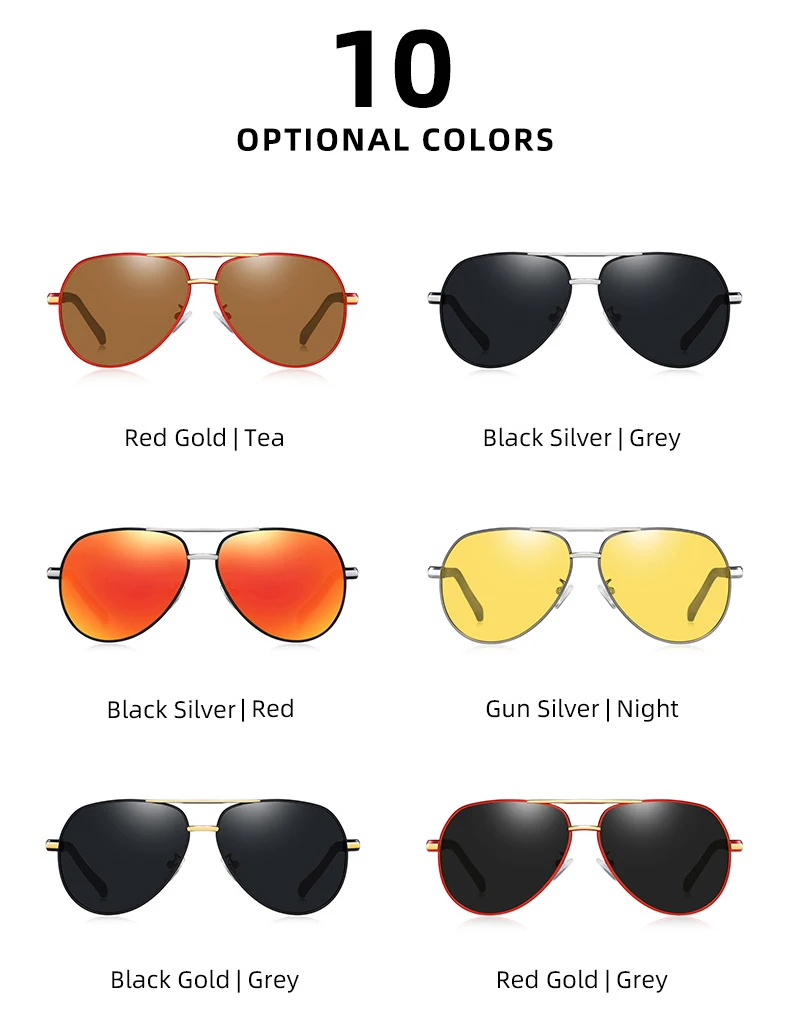 Алуминиеви ретро мъжки слънчеви очила поляризирано покритие 10 цвята