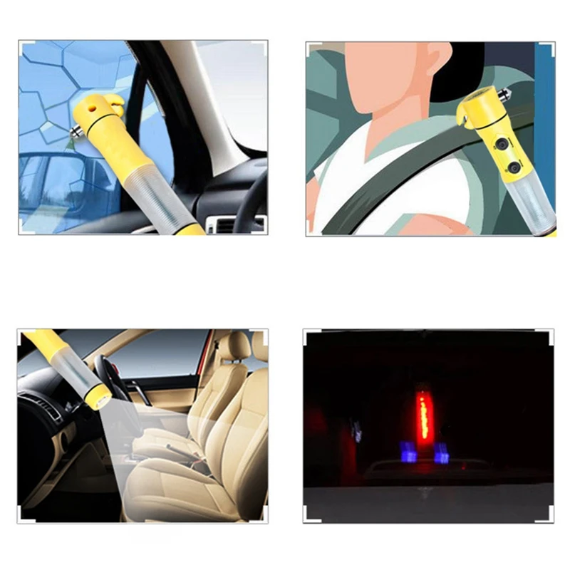 

1Pcs Multifunctional safety hammer escape window breaker fire hammer flashlight Emergency Escape Tool