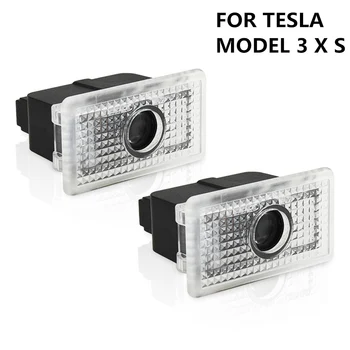 

2PCS Car Door Light Decorative Lamp Welcome Light For Tesla Model 3 X S Logo Door Lighting For Tesla Model 3 2017 2018 2019