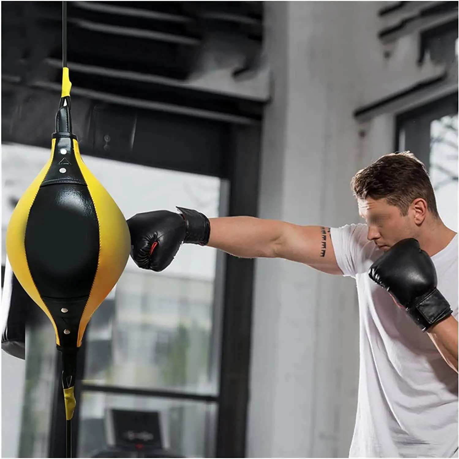 PU Punching Bag Double End Pear Boxing Bag Inflatable Reflex Speed Balls for MMA Muay Thai Training Adults Fitness Fight Ball