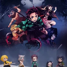 Demon Slayer Kimetsu no Yaiba фигурка игрушки Tanjirou Nezuko Inosuke Zenitsu ПВХ экшн кукла сувенир украшение Xms подарок