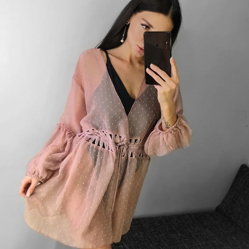 

Saida De Praia Summer Beach Woman Beach Dress 2019 Bathing Suit Cover Up Swimwear Pareo Dress Blouses Lace Floating Blouses