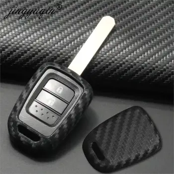 10pcs di Carbonio Chiave Del Silicone Coperture di Caso Per Honda Accord Civic Città CR-V Jazz XR-V Vezel HR-V Fit LX Sport fibra di Car Styling