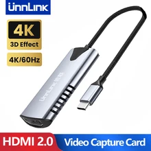 Unnlink 4K Video Capture Card USB Type C to HDMI-compatible Video Grabber Record for Switch PS4 Game Live Streaming Camera