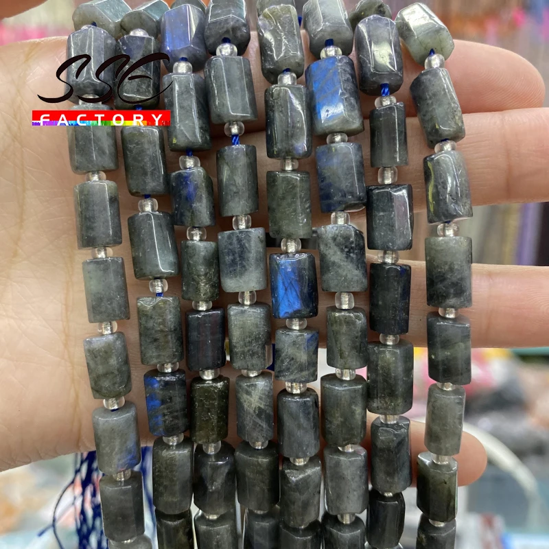 

8X11mm Faceted Natural Grey Labradorite Stone Beads Cylinder Loose Spacer Beads For Jewelry Making DIY Bracelet Accessories 15''