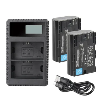 

TWO LP-E6,LP-E6N Replacement Battery and Charger for Canon EOS 80D,70D,60D,7D,6D,5Ds,5D Mark III, 5D Mark II,SLR Camera,BG-E14,B