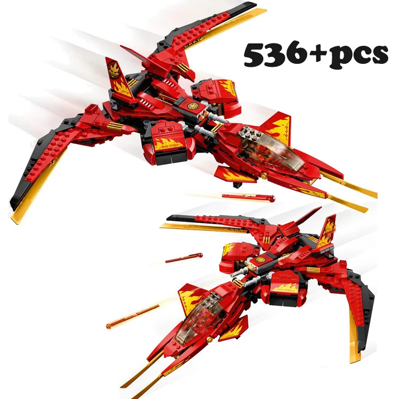 

2020 New Ninja Fighter Building Blocks Cool Mech Aircraft 536pcs Children's Birthday Gift Compatible with 71704 Red Model