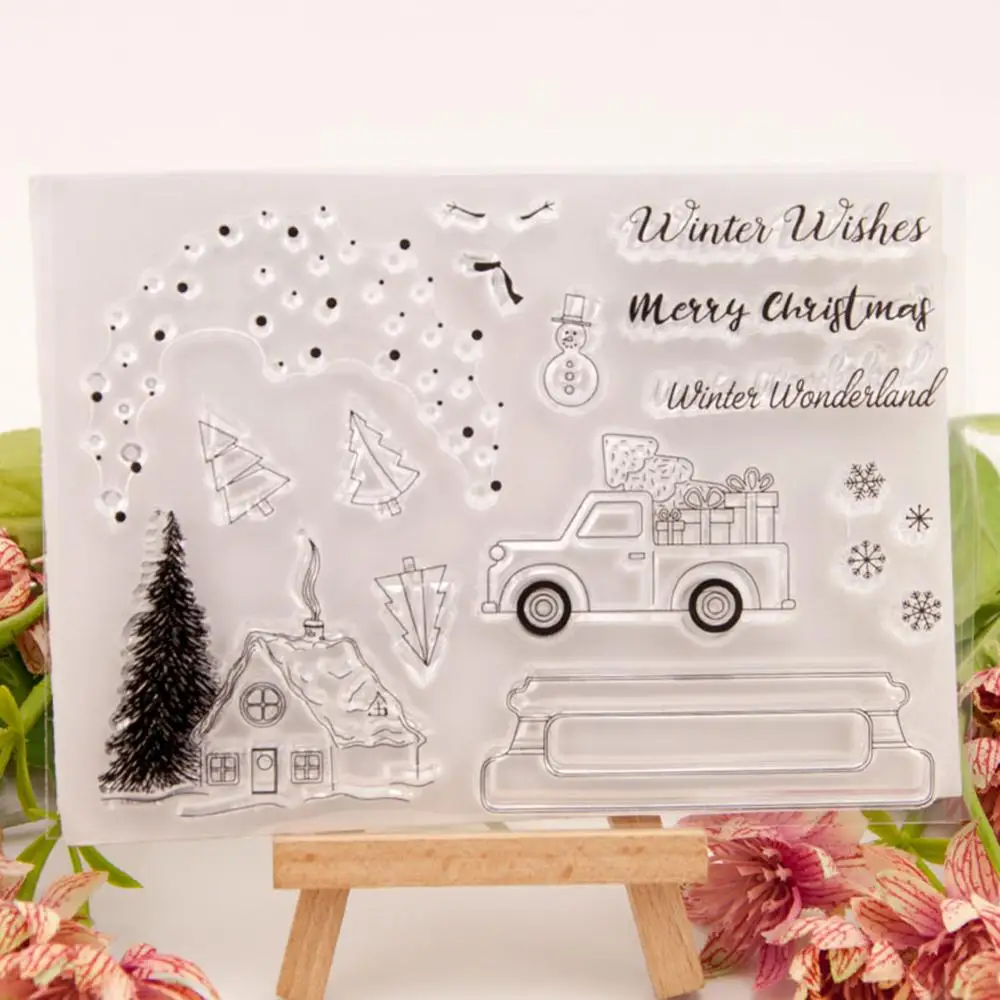 DIY Christmas Theme Stamps Scrapbooking Cutter Mould Stickers Paper-cut Card Photos Album Transparent Seals Decoration Tools