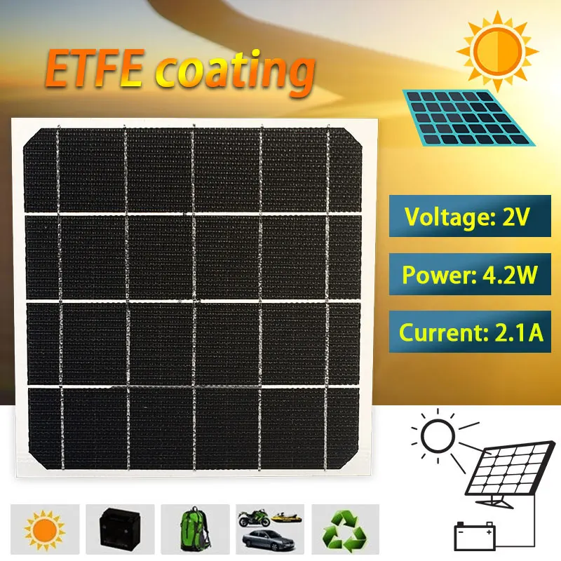 

Reusable Solar Cells Phone Charger ETFE Durable Home Improvement Solar Panel Environmental Powered DIY 2.1A