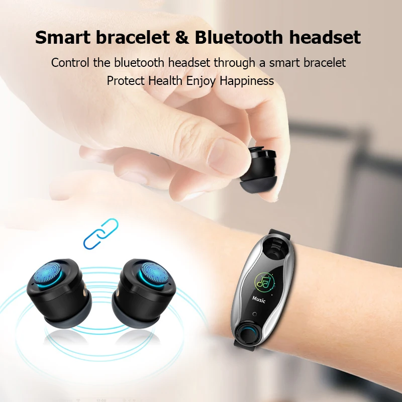 Новинка TWS Bluetooth 5,0, наушники, умные часы, пульсометр, монитор артериального давления, спортивный фитнес-трекер, умный браслет с гарнитурой