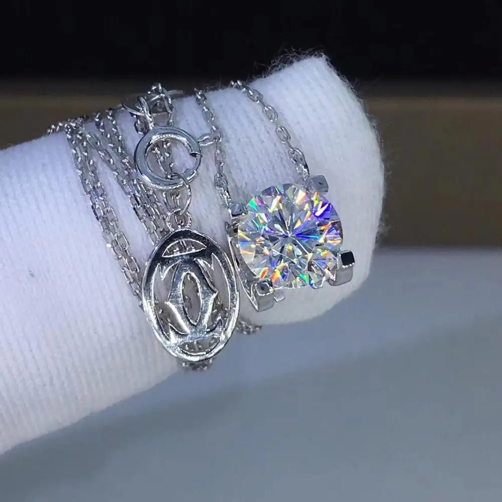 Круглые Подвески Moissanite из белого золота в стиле еврей 1ct D VVS, роскошные Подвески Moissanite Weding для женщин
