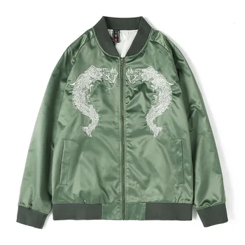 

Men's Embroidery Dragon Green Jacket Chinese Style Coats