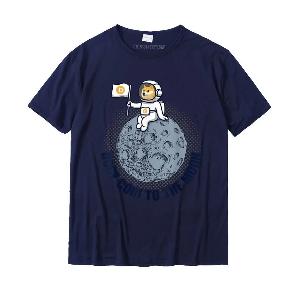 cosie Normal Mother Day 100% Cotton Fabric Round Collar Mens Tees Leisure Sweatshirts Special Short Sleeve T-Shirt Funny Crypto Cryptocurrency Dogecoin To The Moon T-Shirt__MZ16776 navy