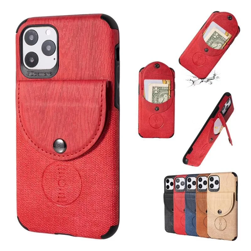 

Contrast Wood Grain Leather Case Credit Card Back Case For iphone 11 Pro Max XR XS MAX 8 7 Magnetic Car Phone Case