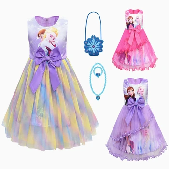 

Snow Queen Elsa Cosplay Costume Spring Summer Girl Brand Dresses Baby Kid Clothes Princess Anna Dress Party Children Clothing