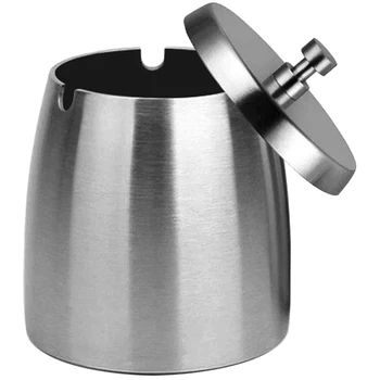 

ProfessionalOutdoor Ashtray with Lid for Cigarettes,Stainless Steel Windproof/Rainproof Ashtray for Outside Home Table (XL)