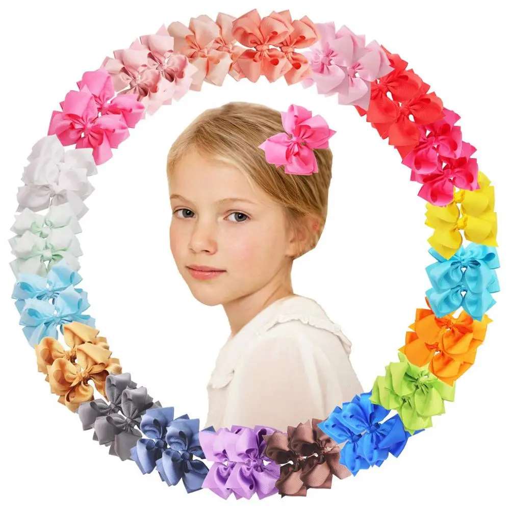 40pcs/20pair 3Inch baby girls hair bows Alligator Hair Clips Double