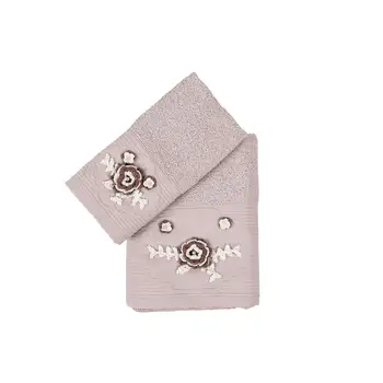 

Enamel Jacquard Hand Handwork Embroidered Towel Set 2 Piece Lilac