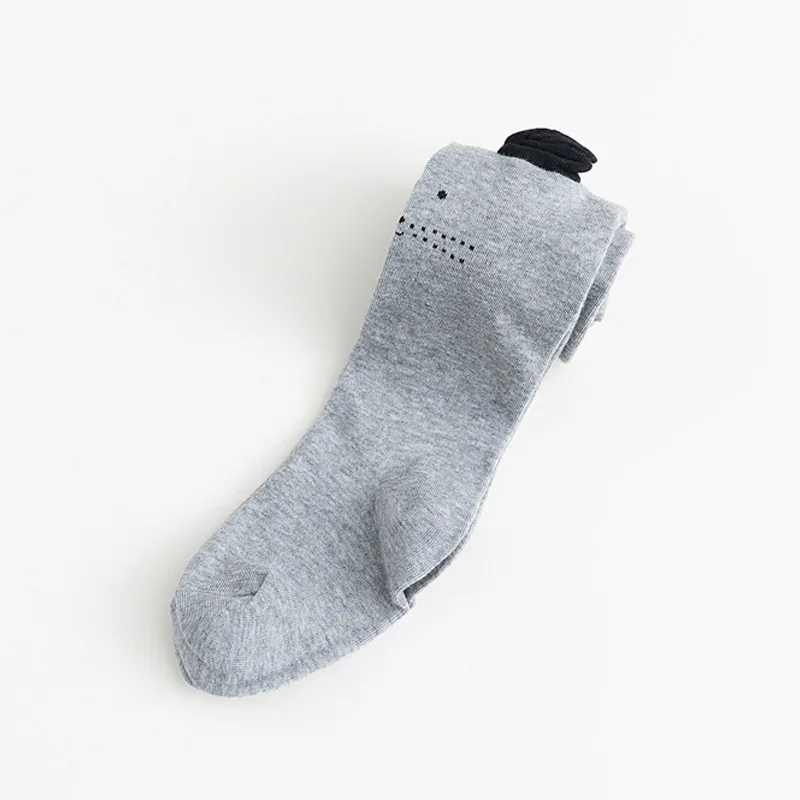 Light Grey Puppy Детские леггинсы из дышащего и удобного хлопка с объемным рисунком животных для зимнего От 1 до 8 лет Детские колготки - Цвет: Light Grey Puppy