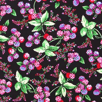 

1 yard Cotton Woven Fabric - Leaves and globular flowers (width=140cm)