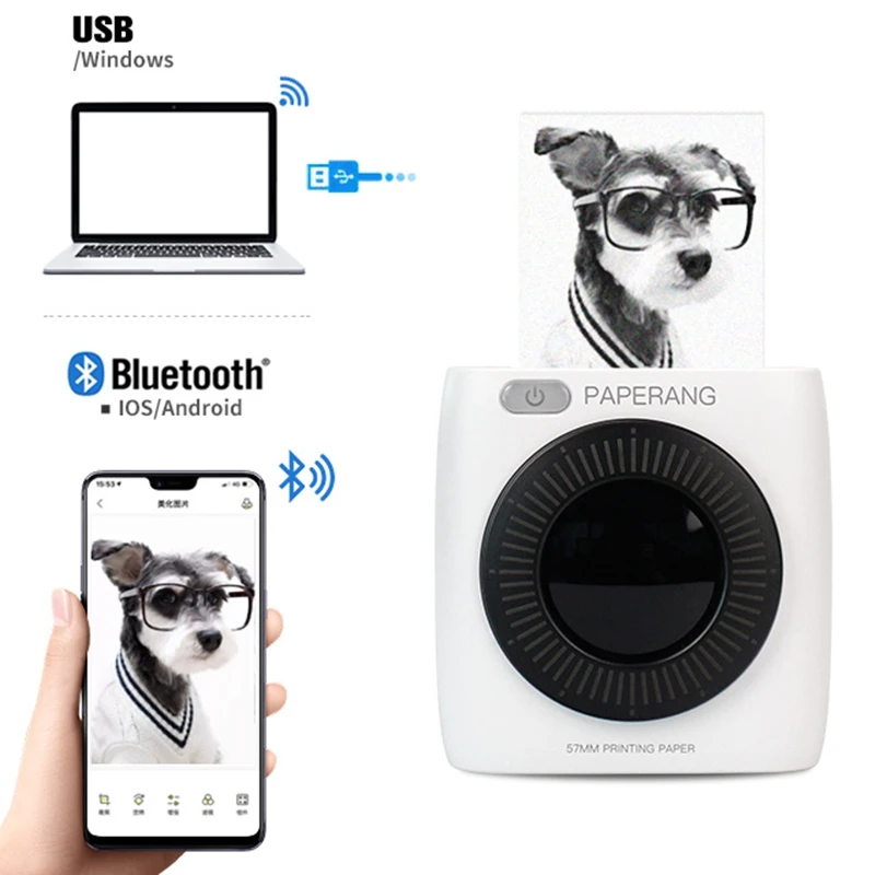 PAPERANG P2 мини термальный принтер bluetooth 4 0 портативный фото 304 точек/дюйм мобильные