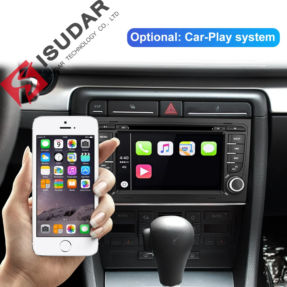  Isudar ROM 64GB 2 Din Auto Radio Android 9 For Audi/A4/S4 2002-2008 GPS Car Multimedia Octa Core RA
