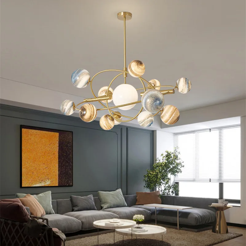 

Nordic Round Glass Universe Earth Shape Pendant Lights art planet Pendant Lamp for Living Room Children room Bedroom Foyer