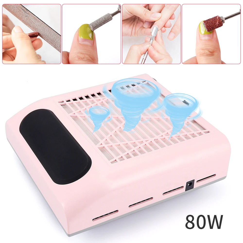  80W Nail Dust Suction Dust Collector Fan Vacuum Cleaner Manicure Machine Tools Dust Collecting Bag 