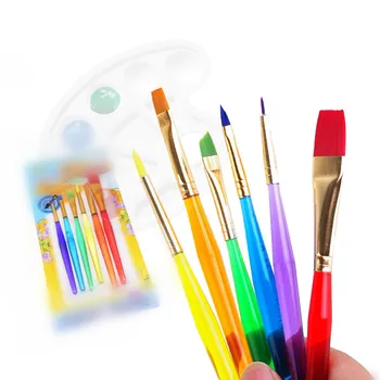 

6pcs Colorful Nylon Hair Paint Brush Set Artist Watercolor Oil Brush For children Student Stationary Painting Supplies