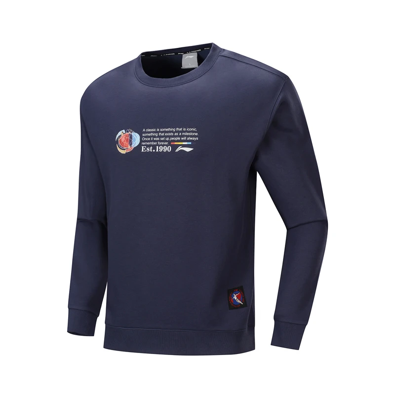 Li-Ning мужской сверхмодный свитер, теплый флис, длинный рукав, 64% полиэстер, 36% хлопок, свободный крой, подкладка, спортивные топы AWDP651 MWW1622 - Цвет: AWDP651-3H