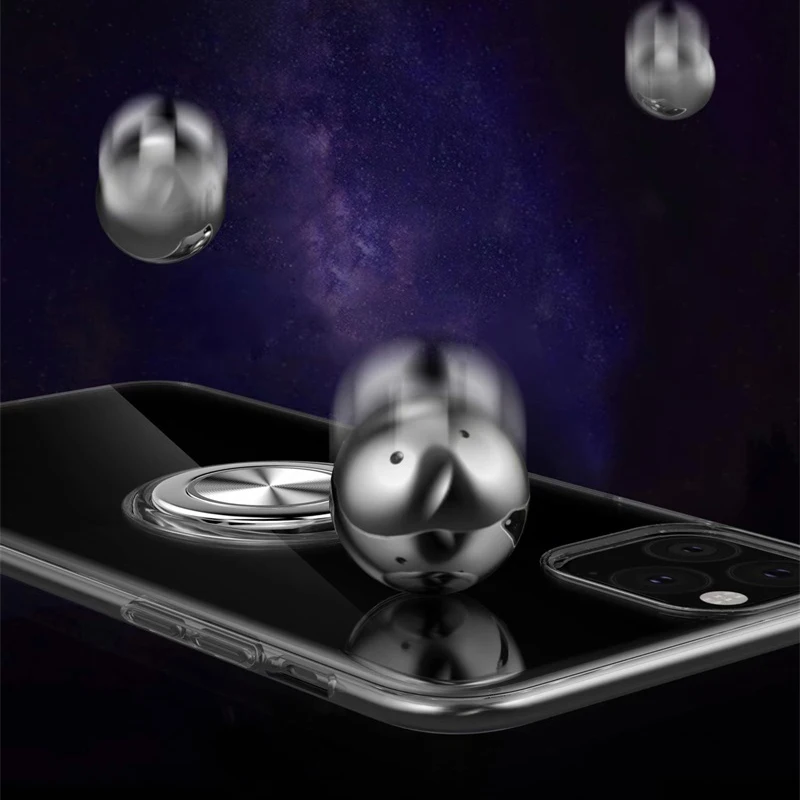 Чехол для iPhone 11 Pro Max, прозрачный чехол для iPhone 11 Pro Max с кольцом на палец, держатель для телефона, прозрачный чехол