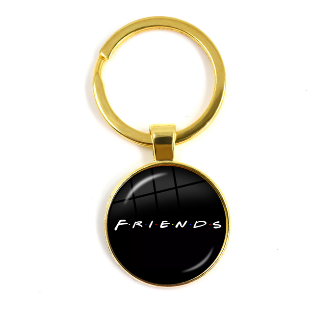Friends TV Show Pendant Keychain Character Cartoon Fun Pattern 25mm Glass Cabochon Key Ring Keyholder Good Friend Gift