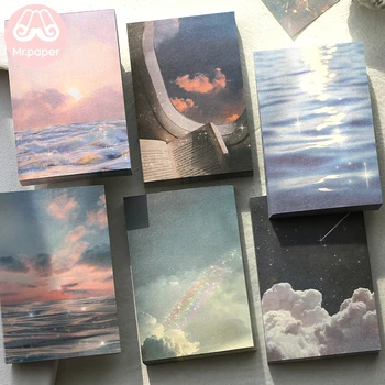 Mr Paper 100pcs/lot Ins Style Rainbow Star Sunset Waves Loose Leaf Memo Pads Minimalist Write Down Points Artsy Style Memo Pads 2