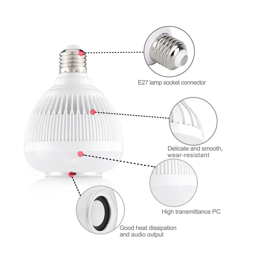 Energy Saving Intelligent Wireless 12W Power LED Bluetooth Speaker Bulb Audio Light Lamp Music Playing with IR remote Control