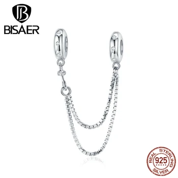 

BISAER 2020 New Arrival 925 Sterling Silver Safety Chain fit Beads Strand Bracelets Jewellery Making GXC1419