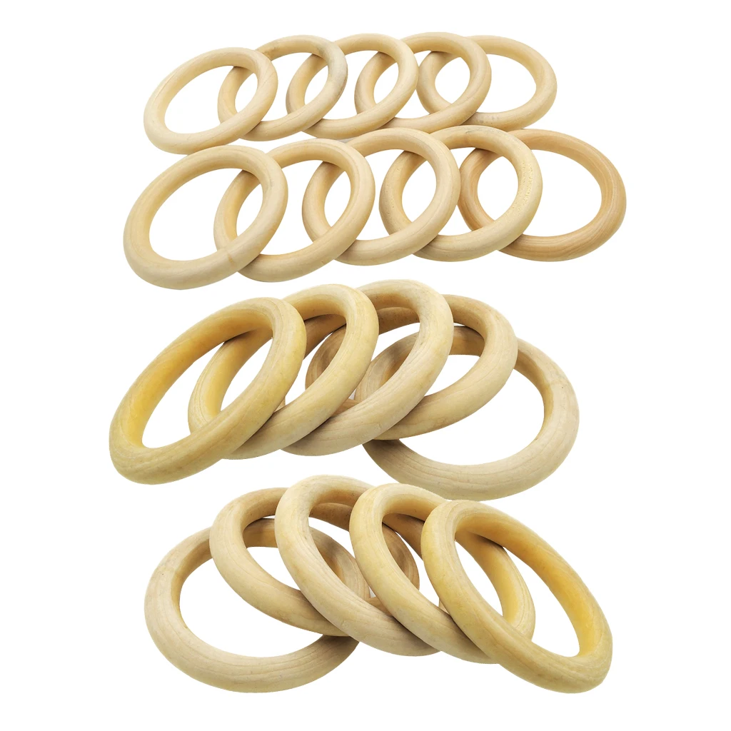15 Pieces Natural Wood Beads Wooden Ring DIY Wooden Jewelry Making Crafts Connectors Circles Rings Beads 70 And 100 Mm Mix Size