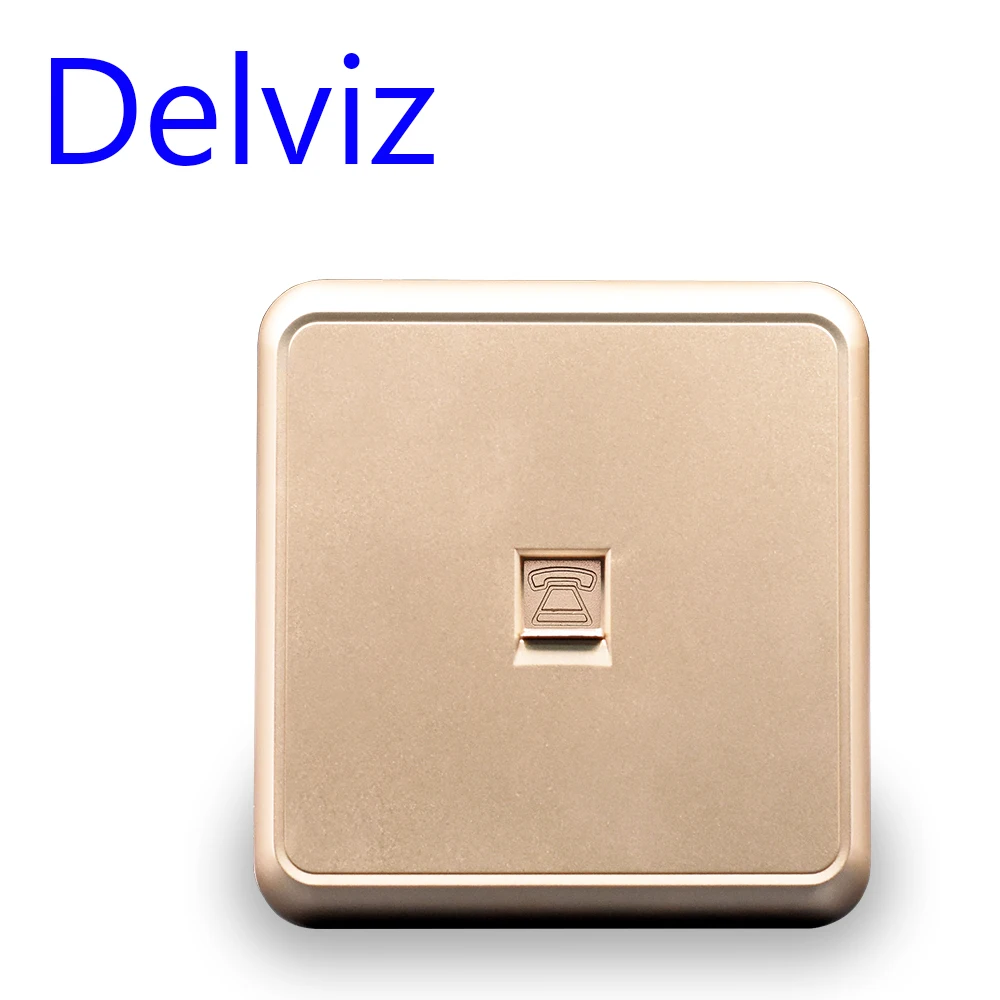 

International universal 86 model phone wall socket interface Dark gold Circular radian panel home telephone line connects outlet