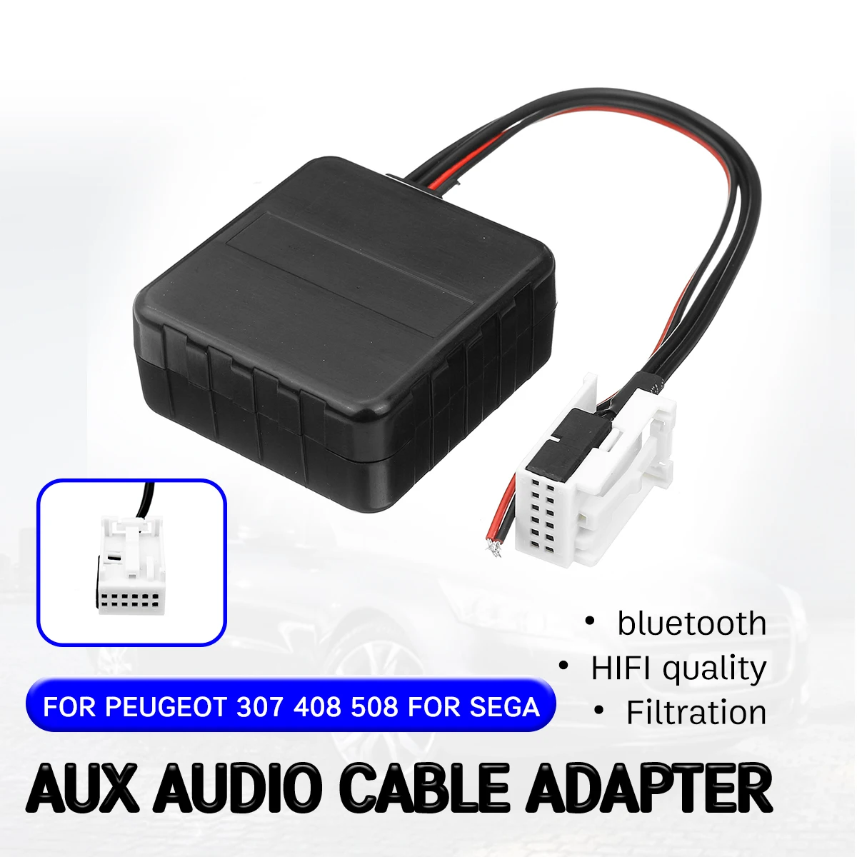 12bin Bluetooth Aux-in Cable Stéréo Audio Adaptateur avec Microphone Fit  Pour Peugeot 207 307 407 308
