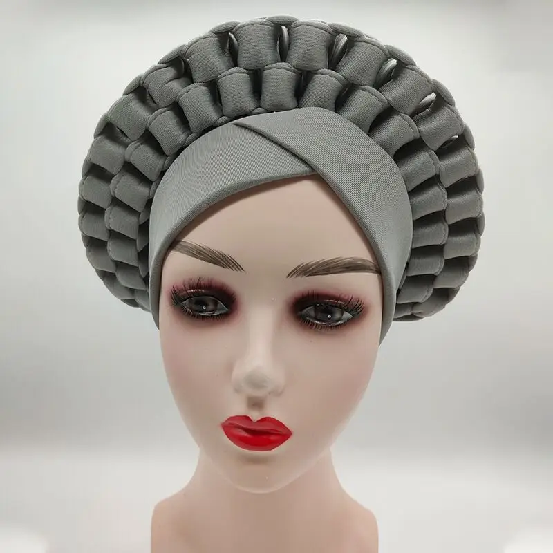 Africa Turban Caps for Women African Aso Oke Headtie Ready to Wear Auto Gele Female Head Wraps Muslim Caps Nigerian Wedding Gele african head wraps
