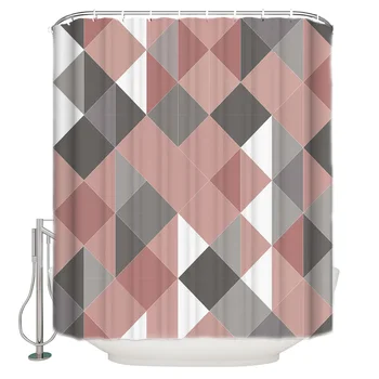

Waterproof Polyester Fabric Shower Curtain Triangular Repeated Geometric Shower Curtain