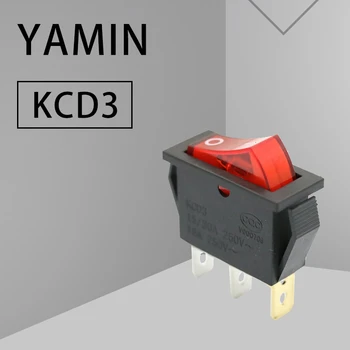 

2pcs/lot 3 Pin 3 foot 2 position Red Button Light Rocker Switch KCD3-101N KCD2 On Off Power Switches 15A/250V P139