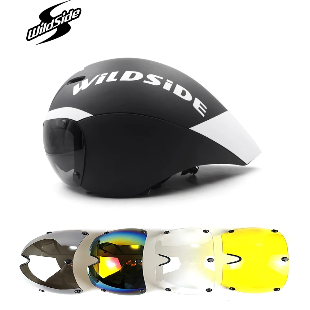Wildside Race Tt Biycle Casco 4 Lenti Occhiali Triathlon Tri Aero Casco Road Timetreal Casco Da Ciclismo Casco Ciclismo Accessori