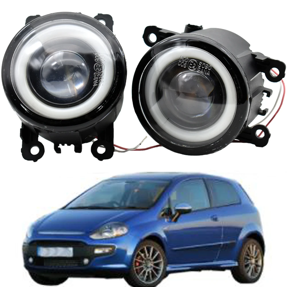 2 X Angel Eye Fog Light Assembly For Fiat Punto Evo 2009-2012 Car Front Bumper LED Lens Driving Lamp DRL H11 12V |
