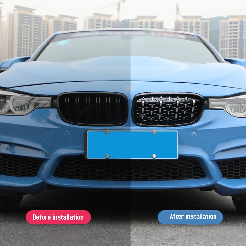 cheap Auto Car Front Grill Grille Meteor Bright Black Fit For BMW F10 F11 F18 528i 535i 5 Series 2010 2016