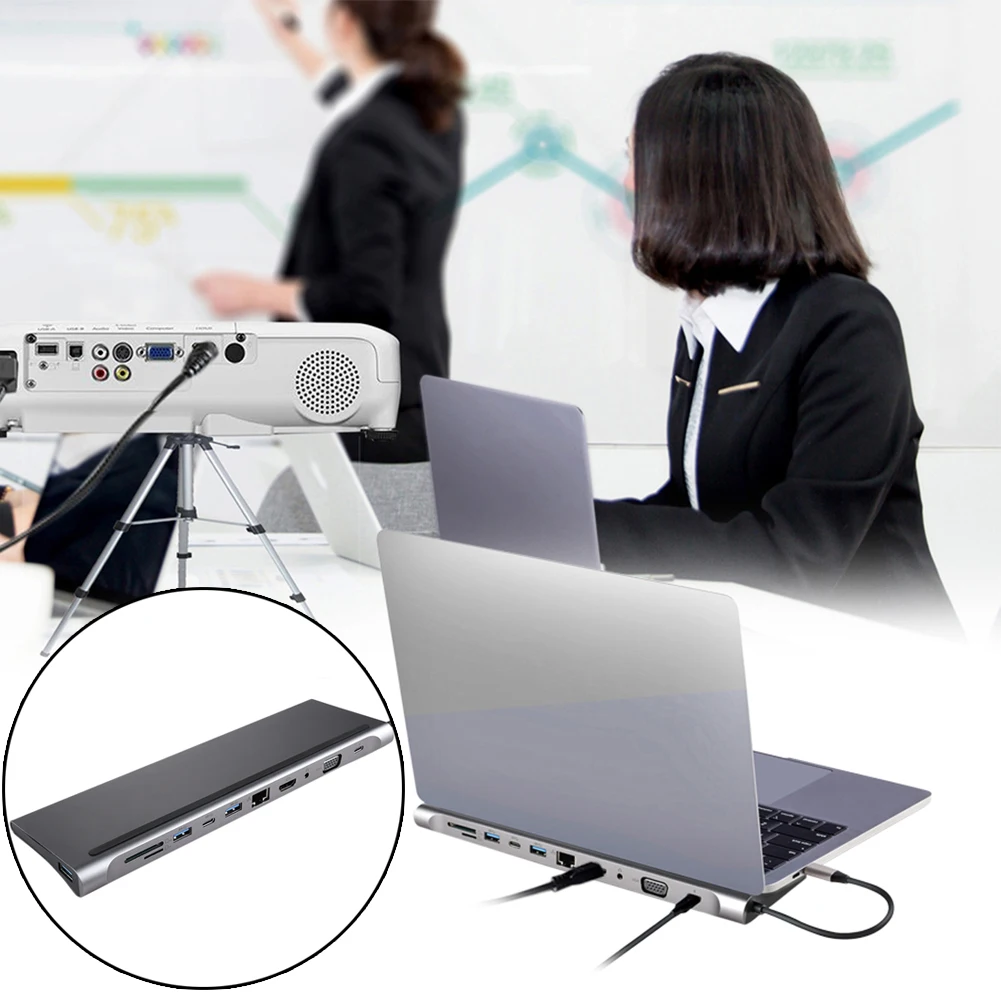 USB-C концентратор type C концентратор USB 3,0 Thunderbolt HDMI VGA 3,5 мм аудио RJ45 адаптер для MacBook Pro samsung Galaxy S9 USB C концентратор