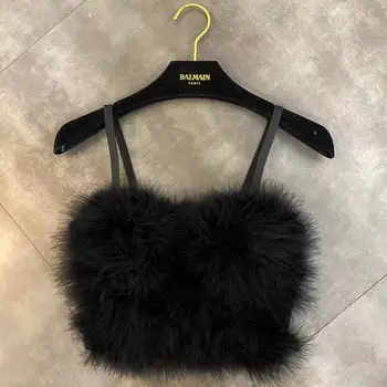 

2020 Spring Slim New Fur Sling Sexy Woman Vest Women's Crop Top Fashion Vest Girls Sleeveless Camisole Slim Tanks Tops Tees