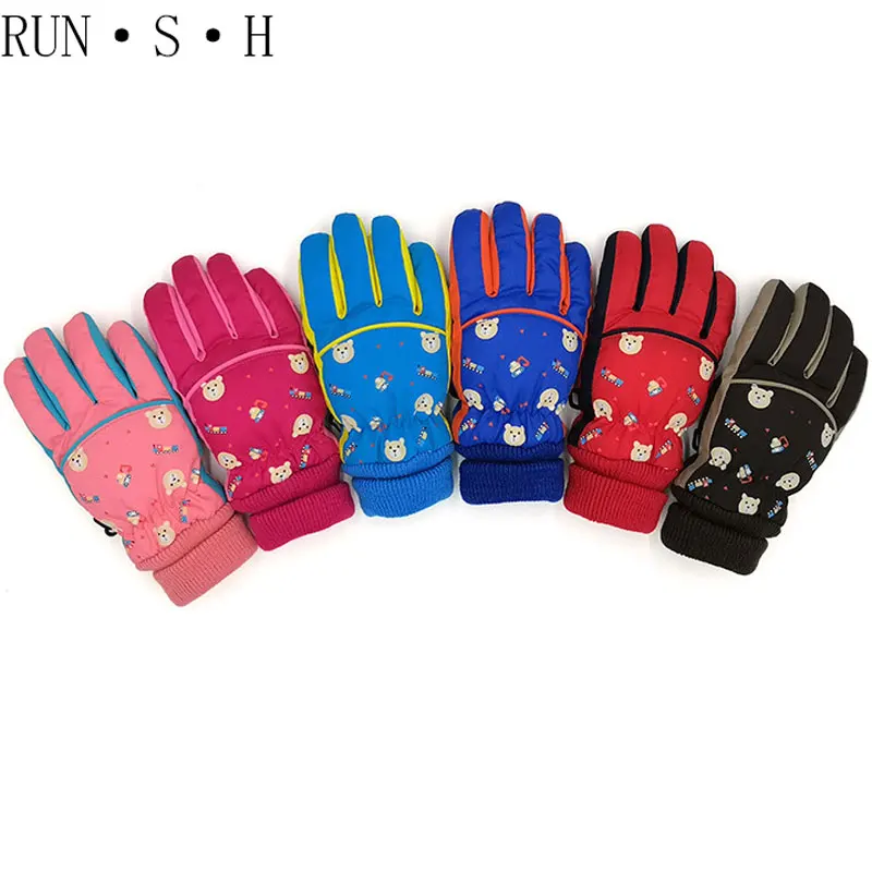 Autumn and Winter Children 5-8 Years Old Keep Warm Gloves Lovely Bear Sewing Machining Child Unisex Non-slip Ski Mitten |