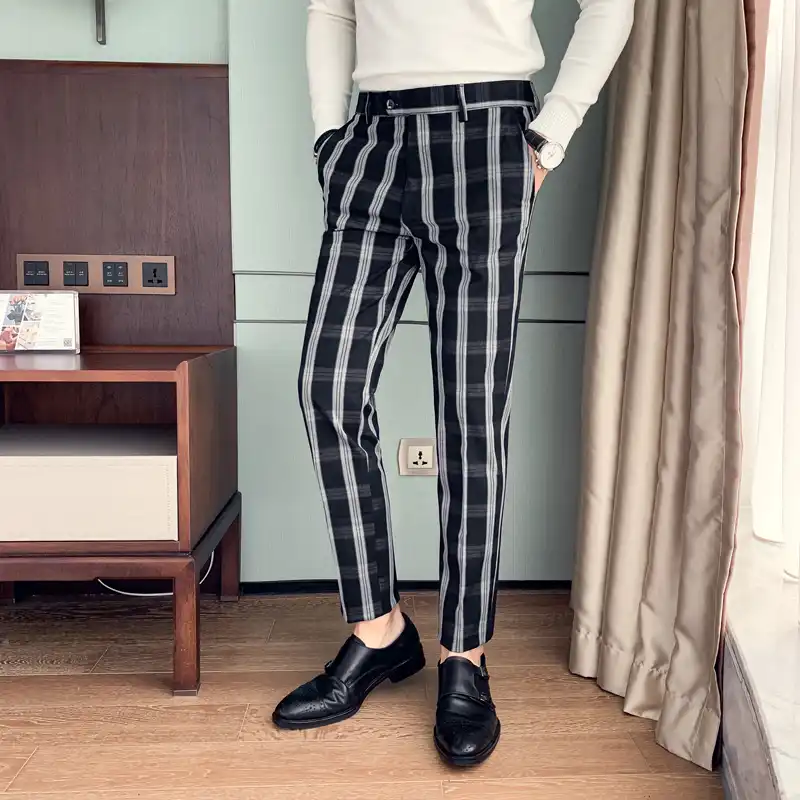 mens green plaid dress pants