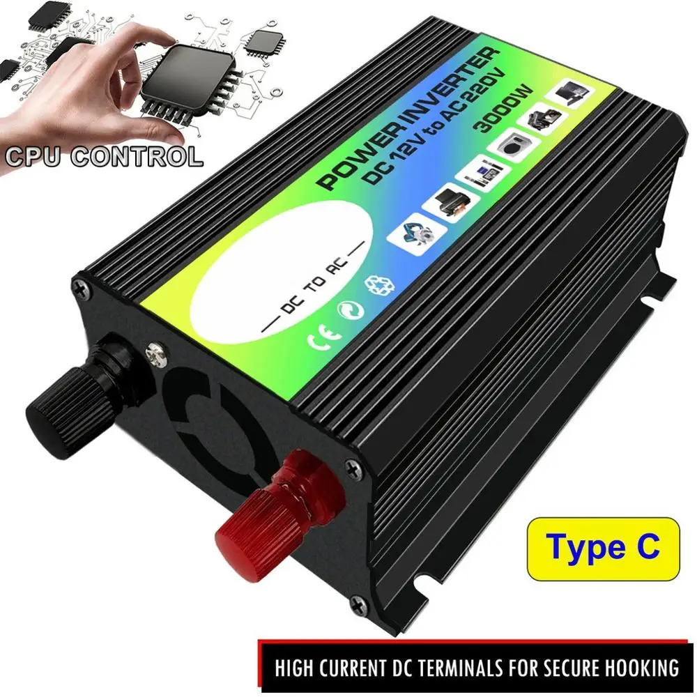 3000W 12V do 220 V/110 V adapter zasilania samochodowego przejściówka do ładowarki podwójny transformator napięcia USB zmodyfikowana fala sinusoidalna 3000W 12V do 220 V/110 V adapter zasilania samochodowego przejściówka do ładowarki podwójny transformator napięcia USB zmodyfikowana fala sinusoidalna