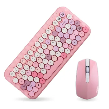 

Wireless Keyboard and Mouse Set Pink GIRL'S Heart Wireless Mouse Set Mini Keyboard